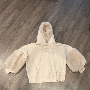 Express Cream Faux Fur Hoodie